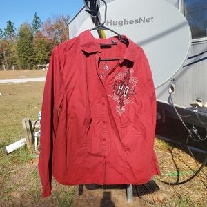 Harley Davidson embroidered button up top